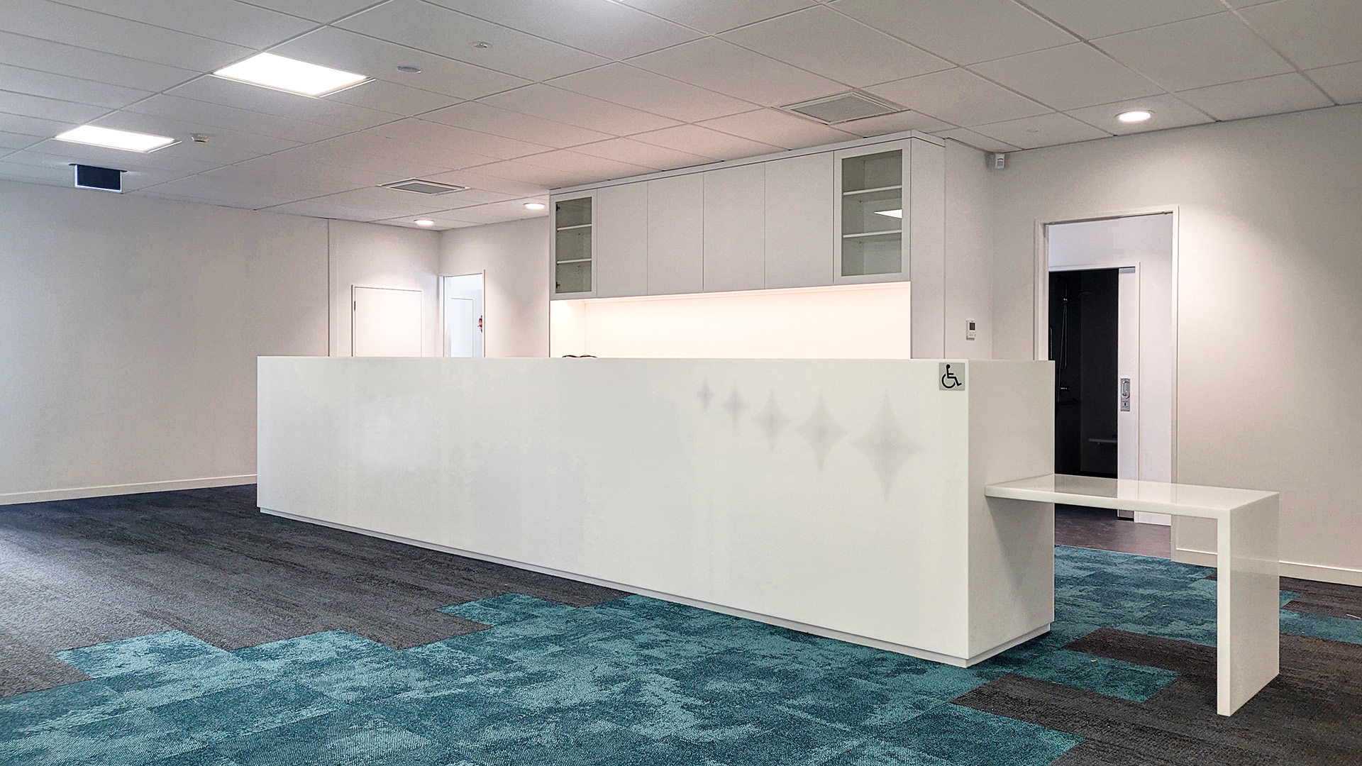 White counter in a new medial fitout in Nelson.